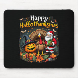 Tapis De Souris Joyeux Hallothanksmas Thanksgiving Halloween Merry