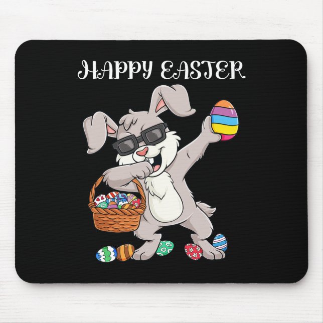 Tapis De Souris Joyeux Jour de Pâques Dabbing OEufs de lapin Enfan (Devant)