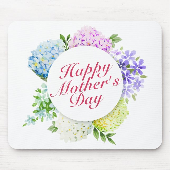 Tapis De Souris Joyeux Joyeux Fête des Mères Cadre Floral Mousepad (Devant)