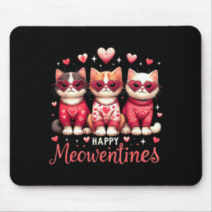 Tapis De Souris Joyeux Meowentines Drôle Mignon Saint Valentin Cha