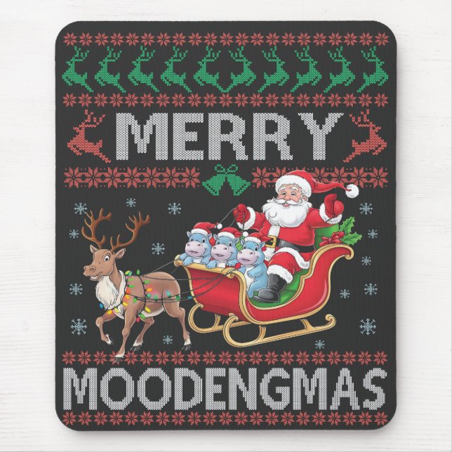 Tapis De Souris Joyeux MooDengmas Moo Deng Noël Père Noël Hippo (Devant)