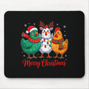 Tapis De Souris Joyeux Noël Agriculteur de Poulets Animal Chapeau