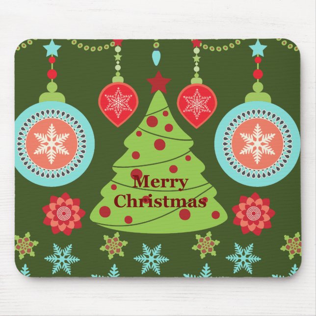 Tapis De Souris Joyeux Noël Arbre de Noël Retro Flèches de neige (Devant)
