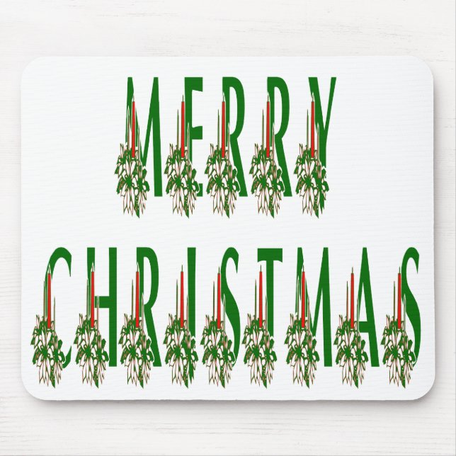 Tapis De Souris Joyeux Noël bougie Police (Devant)