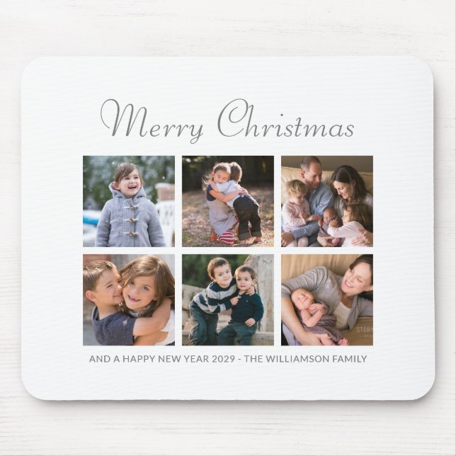 Tapis De Souris Joyeux Noël Famille Photos Vacances Moderne (Devant)