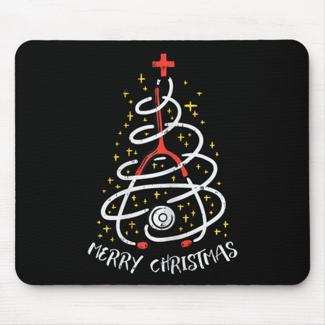 Tapis De Souris Joyeux Noël Infirmière Xmas Scrub Top Femmes Steth (Devant)