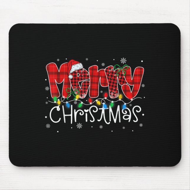 Tapis De Souris Joyeux Noël Lumières Noël Noël Chapeau Noël Match  (Devant)