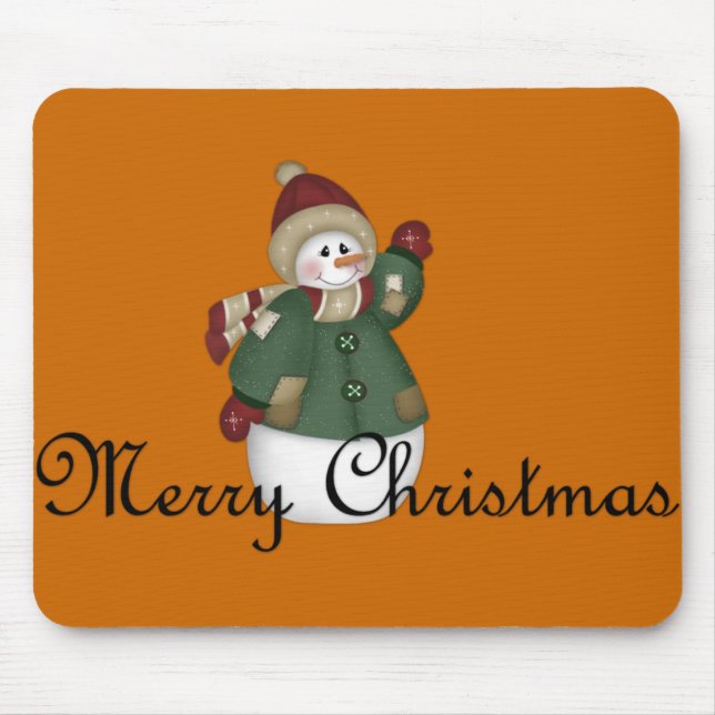 Tapis De Souris Joyeux Noël Mousepad habillé par bonhomme de neige (Devant)