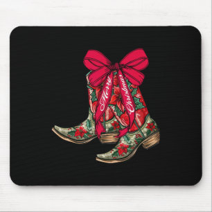 Tapis De Souris Joyeux Noël Noël Noël Bottes Cowboy Coquette Bow P