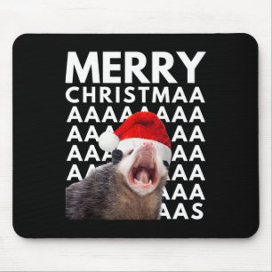 Tapis De Souris Joyeux Noël Opossum hurlant Amusants Hommes Femmes