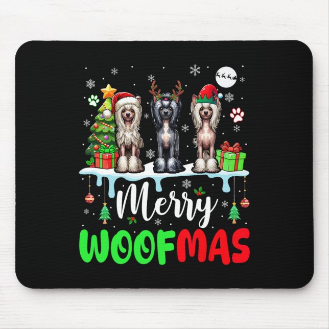 Tapis De Souris Joyeux Noël Woit Trois Elfes Père Noël Crest chino (Devant)