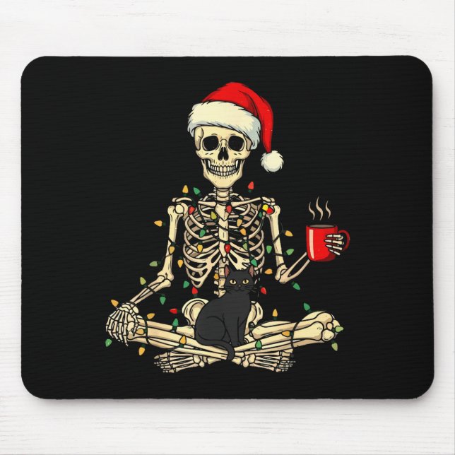 Tapis De Souris Joyeux Noël Xmas Crâne Squelette Drôle Corresponda (Devant)