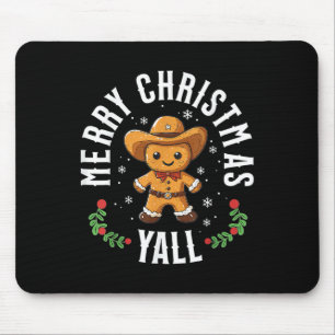 Tapis De Souris Joyeux Noël Yall Gingerbread Cowboy Western