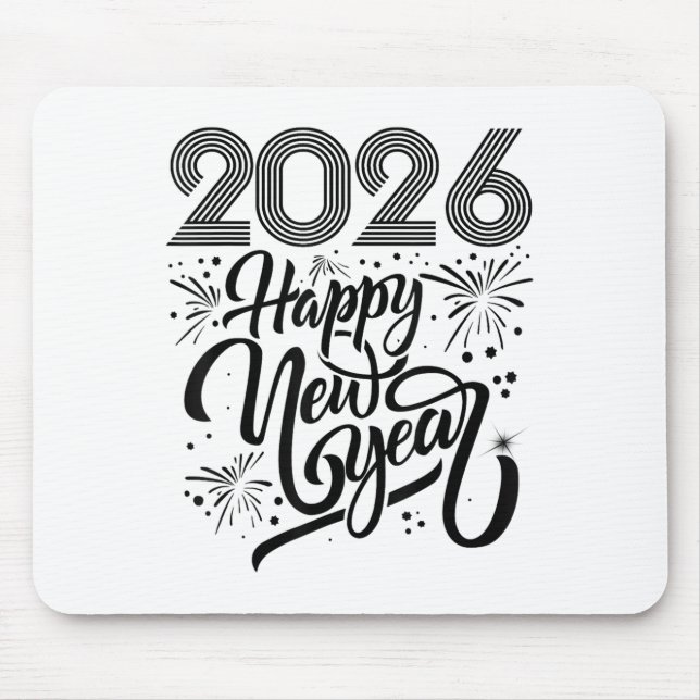 Tapis De Souris Joyeux Nouvel An 2026 Feu d'artifice (Devant)