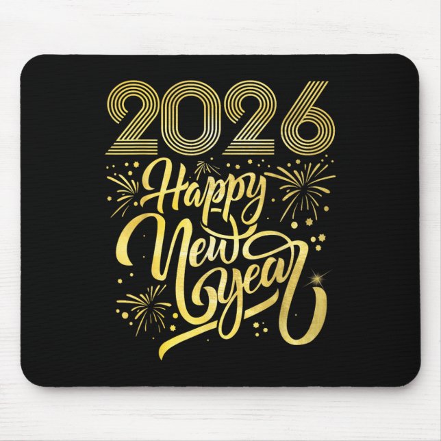 Tapis De Souris Joyeux Nouvel An 2026 Feu d'artifice (Devant)