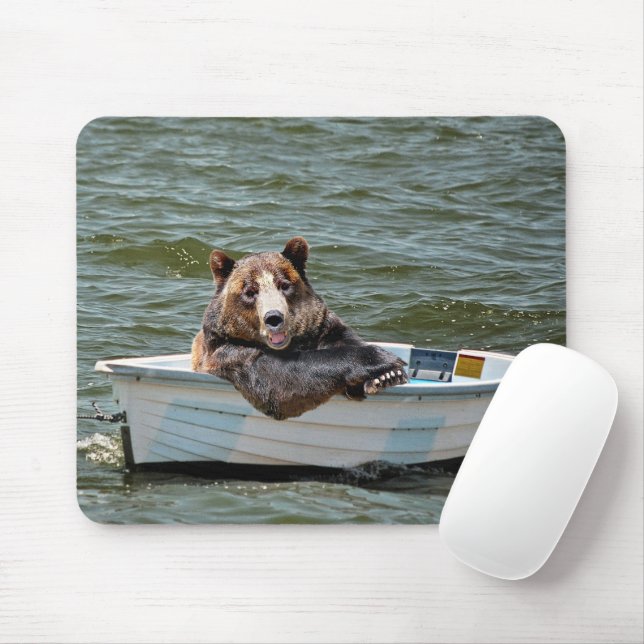 Tapis De Souris Joyeux ours à Dinghy (Avec souris)