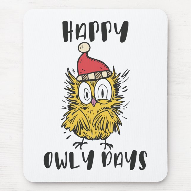 Tapis De Souris Joyeux Owly Days Funny Père Noël Owl (Devant)
