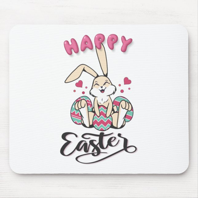 Tapis De Souris Joyeux Pâques du charmant lapin de Pâques (Devant)