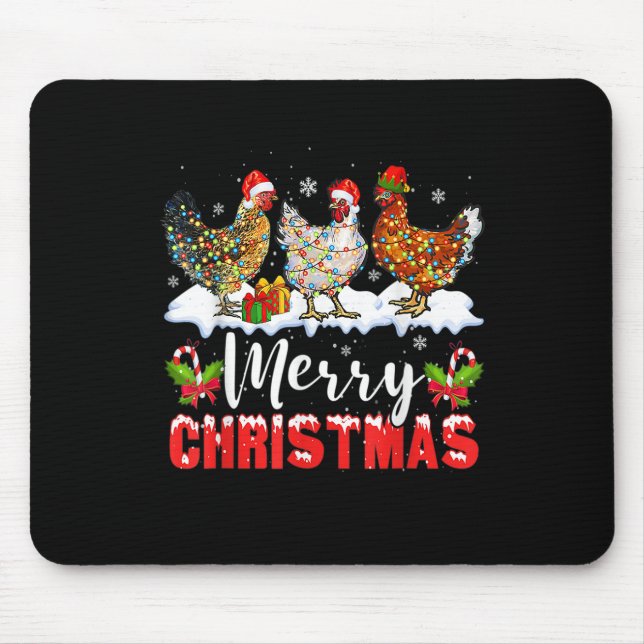 Tapis De Souris Joyeux poulets de Noël Arbre de Noël Funny Noël (Devant)