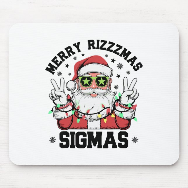 Tapis De Souris Joyeux Rizz Mas Sigmas Funny Père Noël (Devant)