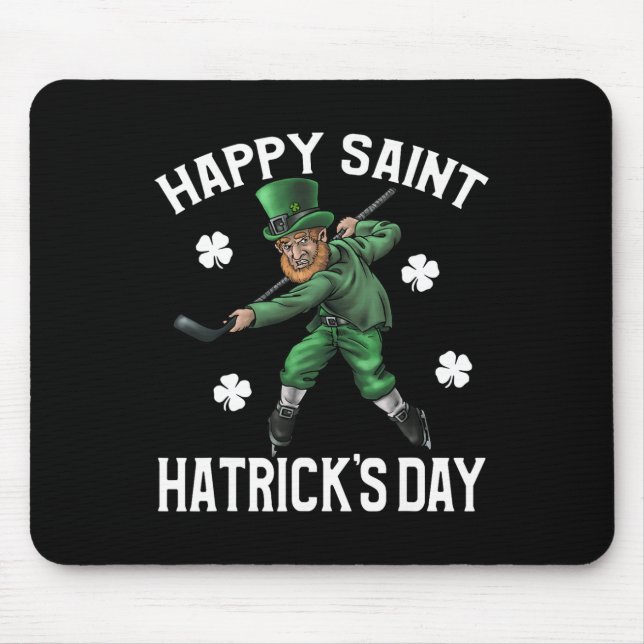 Tapis De Souris Joyeux Saint Hatricks Day St Patrick's Day Hockey  (Devant)