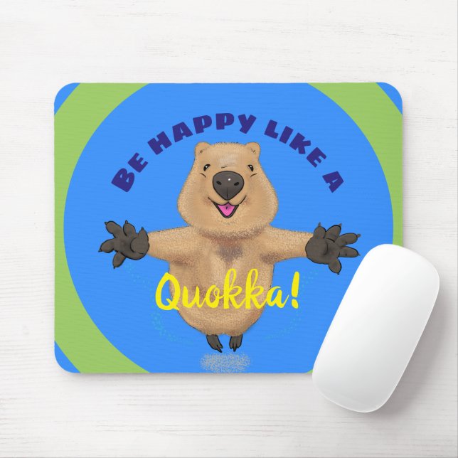 Tapis De Souris Joyeux sauter quokka dessin animé (Avec souris)