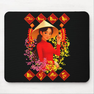 Tapis De Souris Joyeux Tet Binh Ngo 2026 Fille Vietnamienne