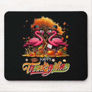 Tapis De Souris Joyeux Thanksgiving Deux Flamants Roses Mignons Av