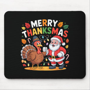 Tapis De Souris Joyeux Thanksmas Dinde Père Noël Thanksgiving Chri