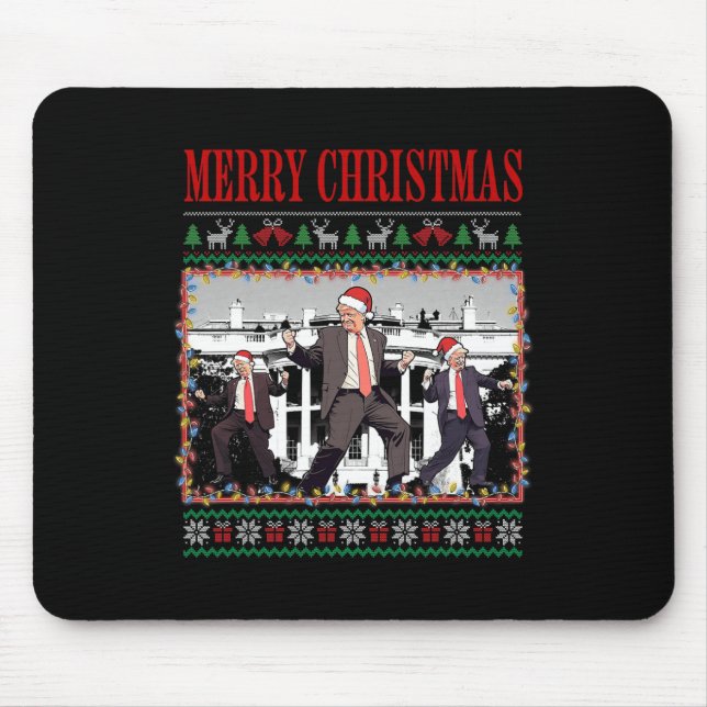 Tapis De Souris Joyeux Trumpmas - Danse du Père Noël Donald Trump (Devant)
