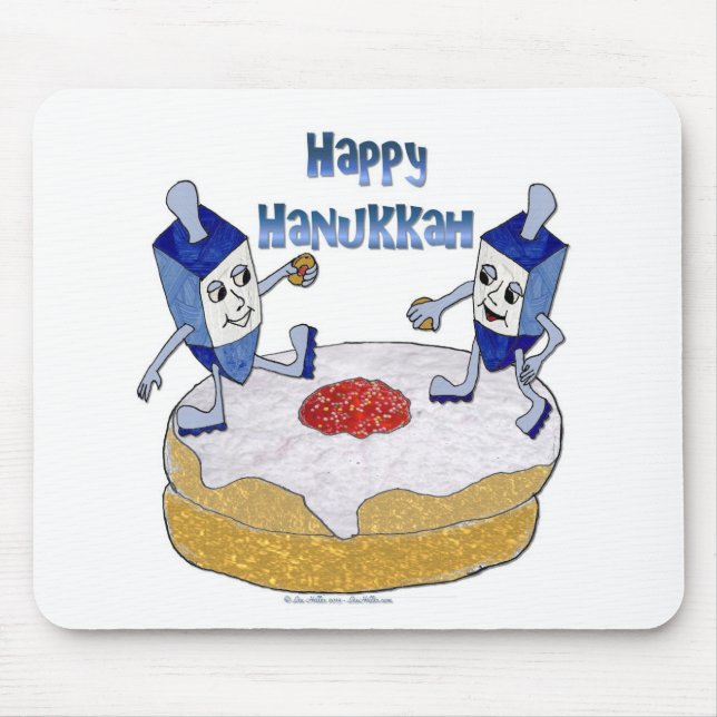 Tapis De Souris Judaica Happy Hanukkah Dancing Dreidels (Devant)