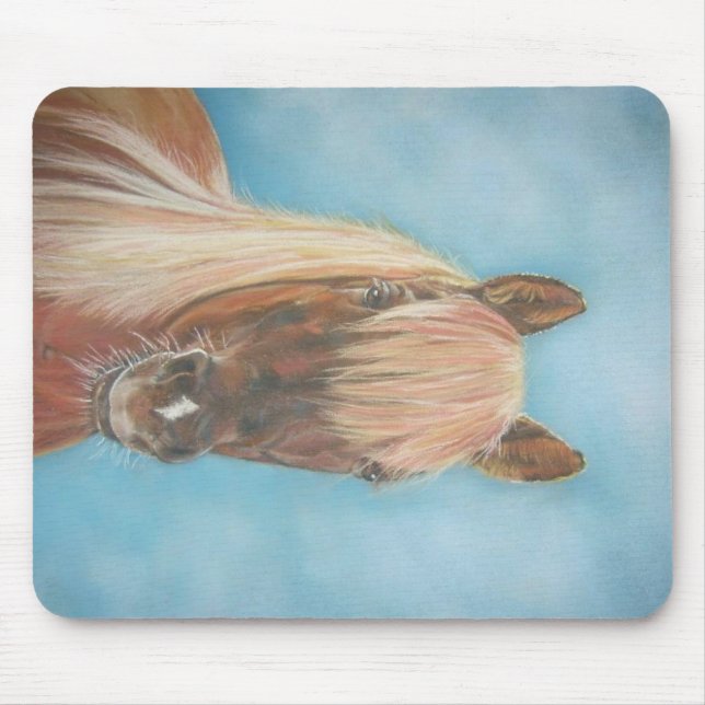 Tapis De Souris jument de châtaigne équine avec cheval brun de cri (Devant)