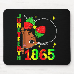 Tapis De Souris Juneteenth célébrant 1865 jolies filles noires enf