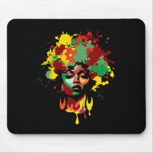 Tapis De Souris Juneteenth femme noire reine afro mélanine peintur