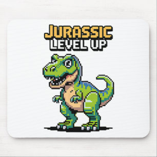 Tapis De Souris Juric Level Up Dinosaure Pixel Joueur Rétro 