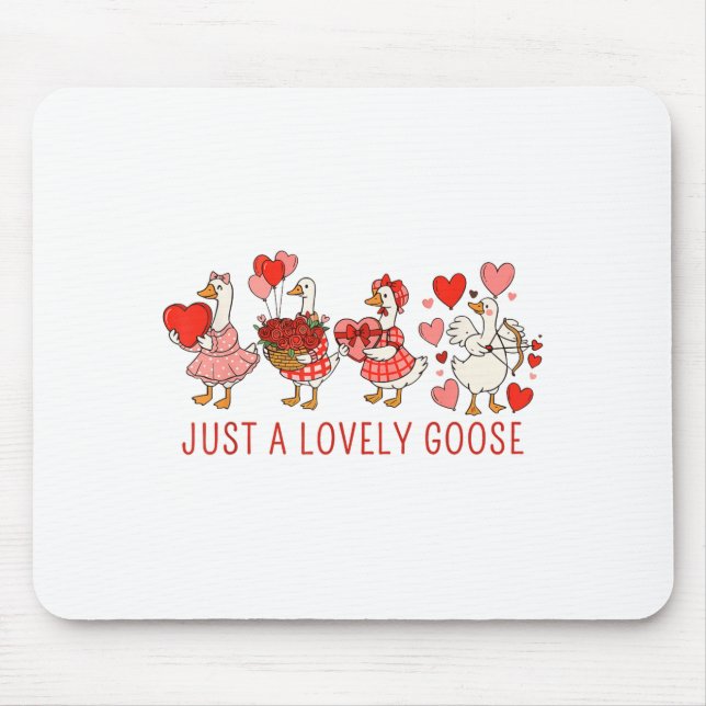 Tapis De Souris Just A Lovely Goose Valentines Day Cute Heart Goos (Devant)