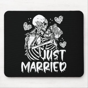 Tapis De Souris Just Married Halloween Skeleton Bride And Groom We