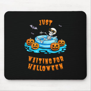 Tapis De Souris Juste En Attente D'Halloween Drôle Squelette Été