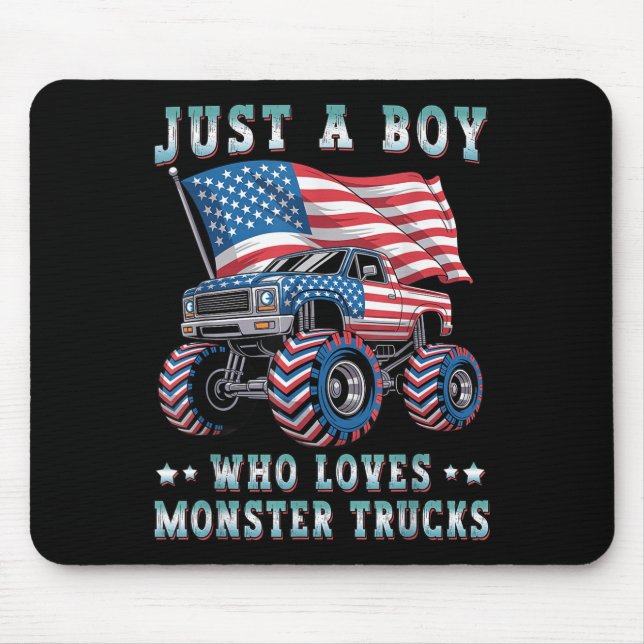 Tapis De Souris Juste Un Garçon Qui Aime Monster Trucks American F (Devant)