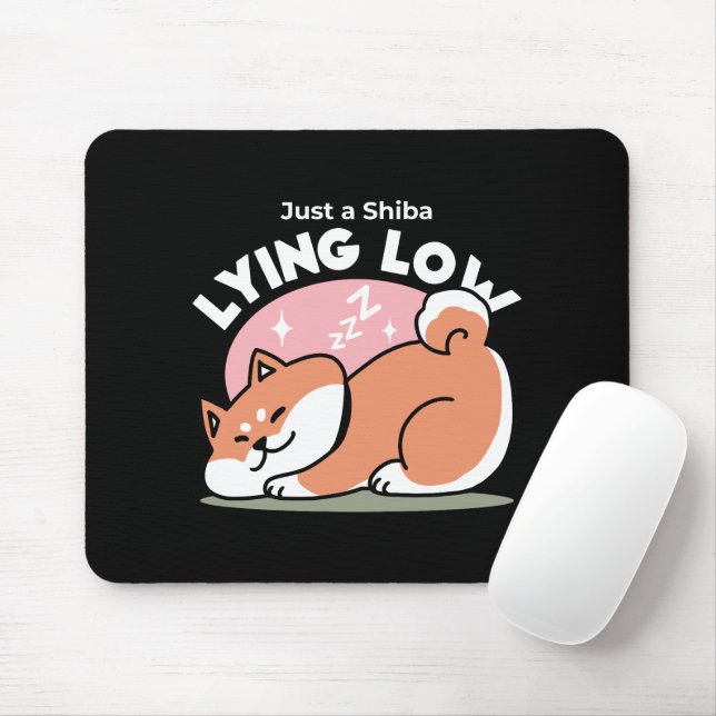 Tapis De Souris Juste un Shiba allongé bas : mignonne conception S (Avec souris)
