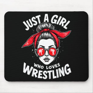 Tapis De Souris Juste une fille qui aime la lutte Lutteur Combatta