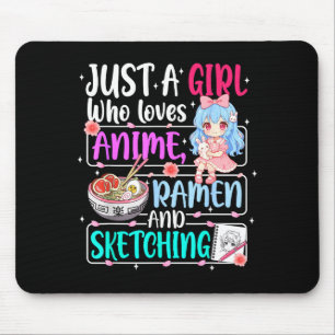 Tapis De Souris Juste une fille qui aime l'anime Ramen croquis Jap