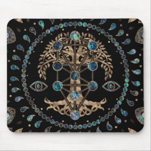 Tapis De Souris Kabbalah L'Arbre de la Vie L'Abalone et l'Or