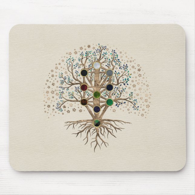 Tapis De Souris Kabbalah L'arbre de vie sur toile (Devant)