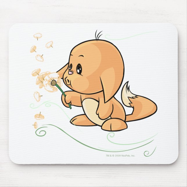 Tapis De Souris Kacheek orange souhaitant sur un pissenlit (Devant)
