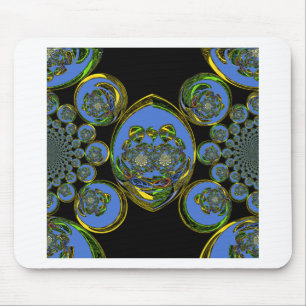 Tapis De Souris Kaleidoscope bleu et jaune Imprimer