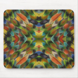 Tapis De Souris Kaléidoscope de plumes d'inséparable