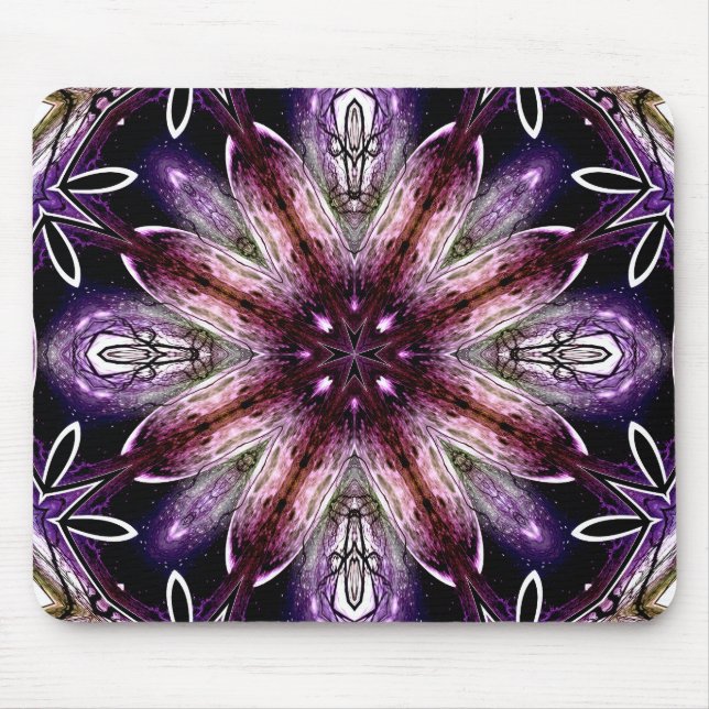 Tapis De Souris Kaleidoscope de violet et de fleur cosmique magent (Devant)