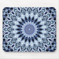 Kaleidoscope Mandala Motif Bleu et Blanc