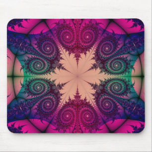 Tapis De Souris Kaleidoscope rose Abstrait Design fractal